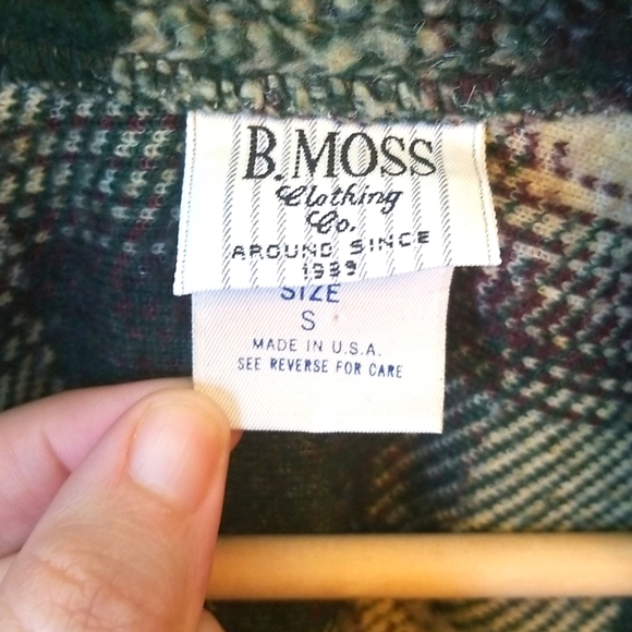 90s B. MOSS Checked Fleece Shirt Jacket - Picture 5 of 7